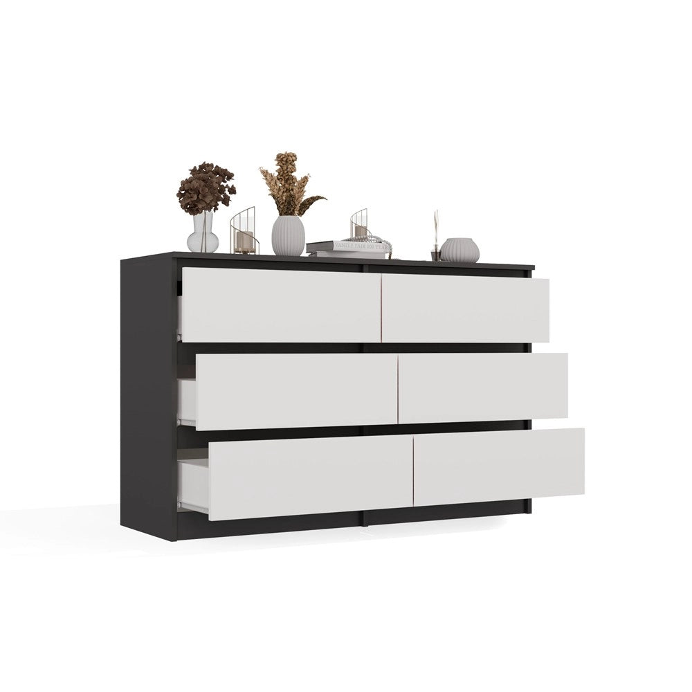 Cassettiera MALWA M6 120 antracite / bianco per camera e soggiorno