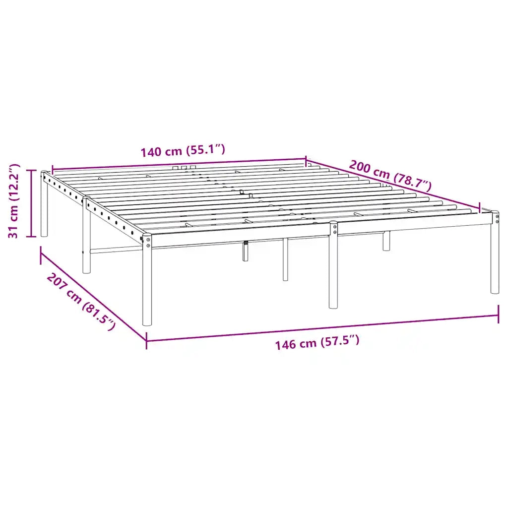 Giroletto-Struttura Letto in Metallo Bianco 140x200 cm 795809