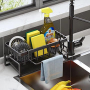 Organizzatore per cucina, accessori per cucina, spazzolino per superfici, organizzatore e asciugacapelli, supporto per asciugacapelli, nero.