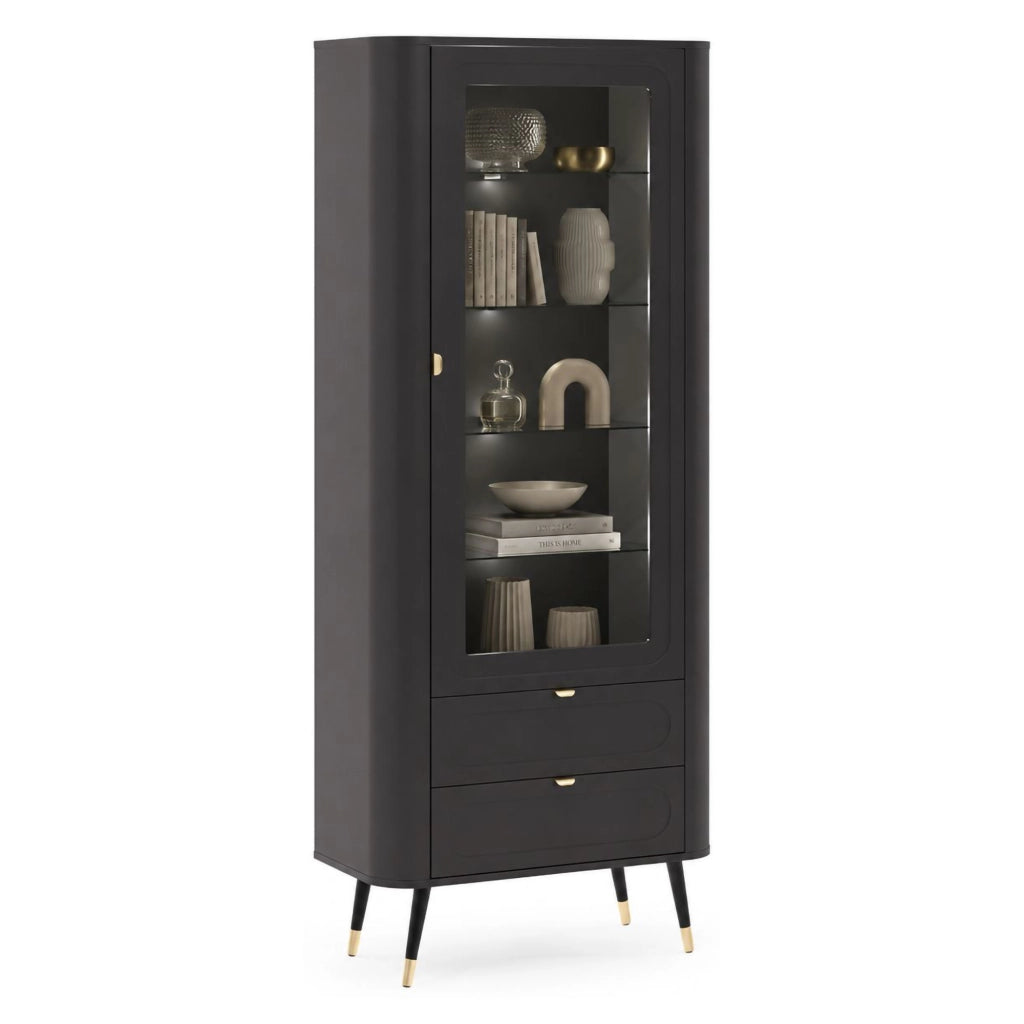 Mobile Espositore Lolaleha, Vetrina 4 Ripiani, 78x40x192h cm Nero