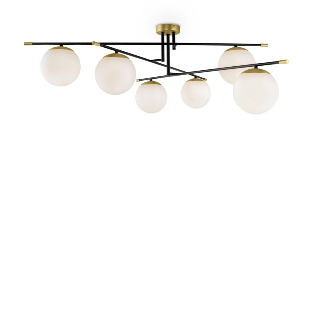 Plafoniera Maytoni Nostalgia ottone 6 luci sfere vetro