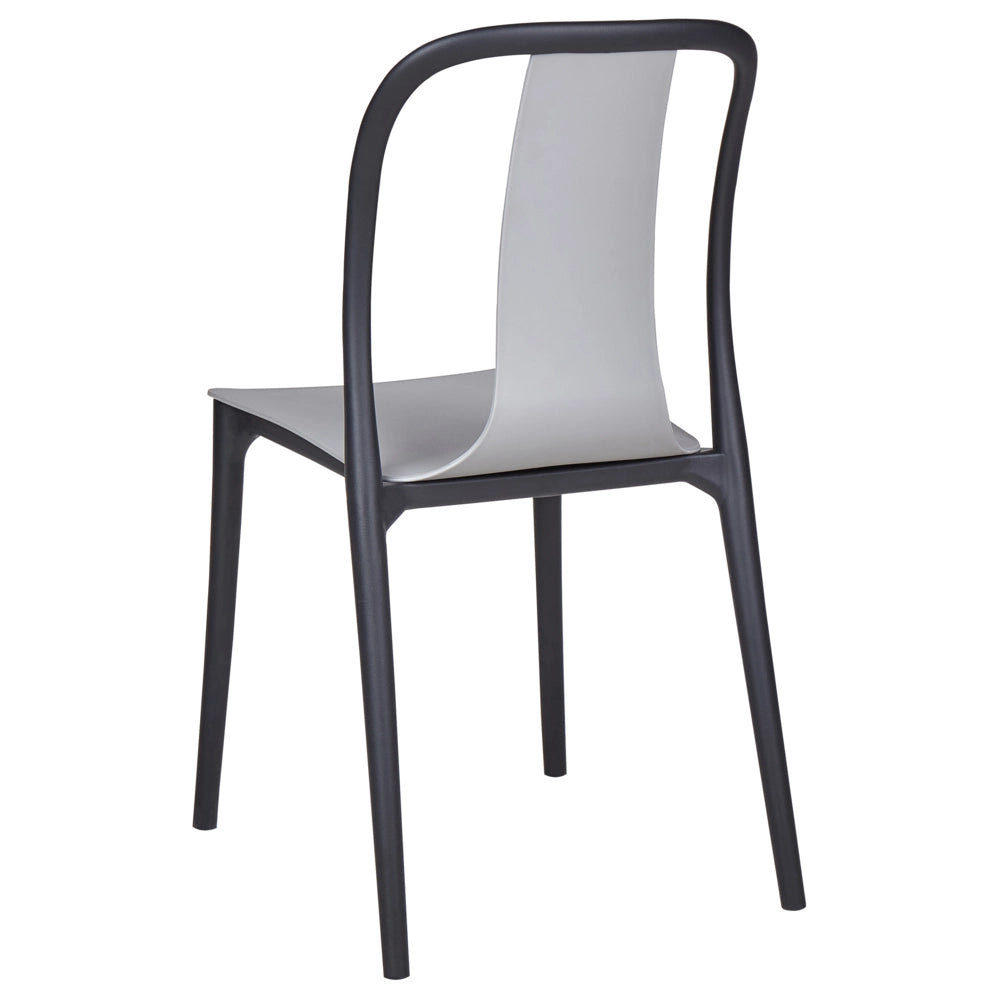 Set di 8 sedie per esterno grigie e nere impilabili senza braccioli giardino patio terrazzo