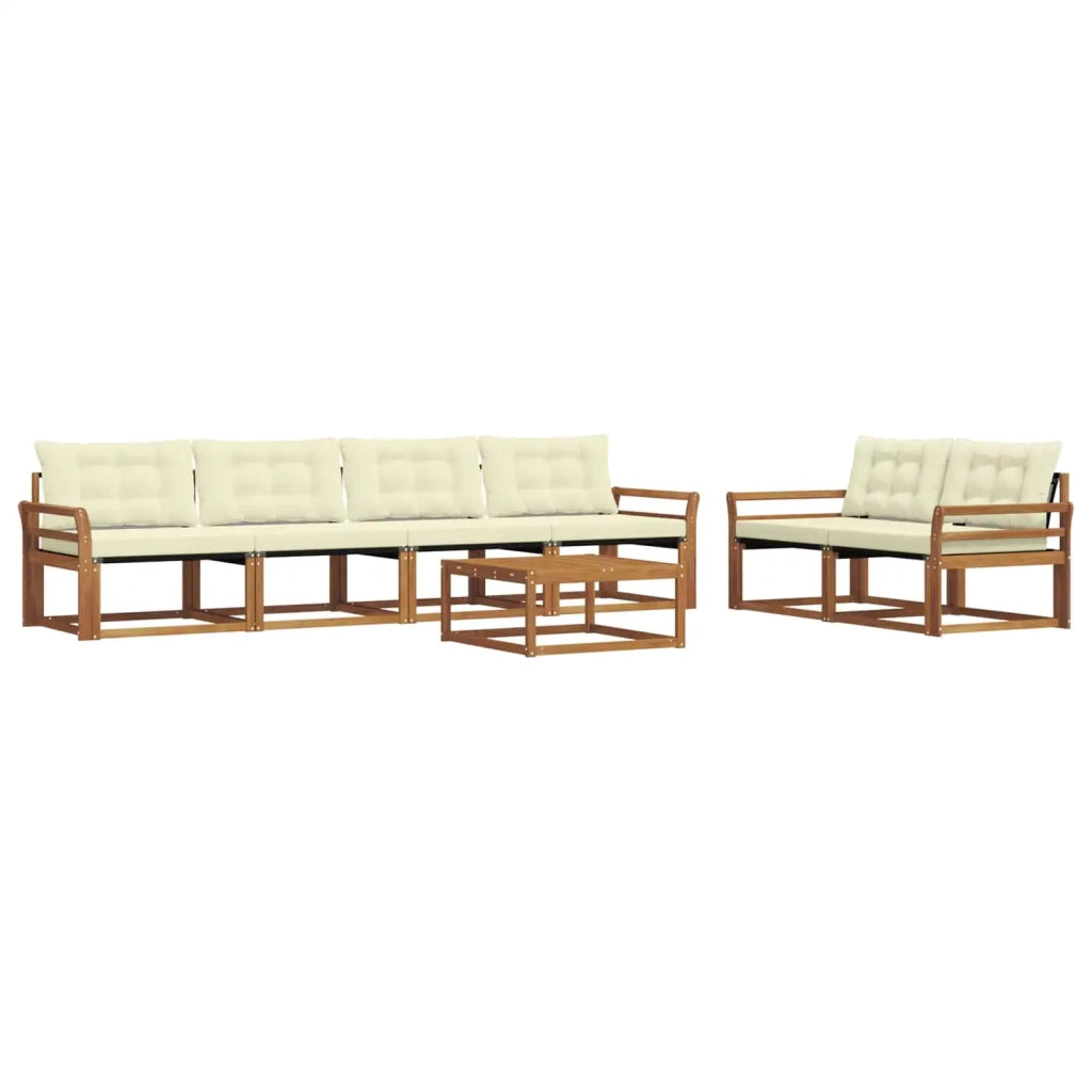 Set di divani da esterno con cuscino 7 pcs Naturale e Crema 3369217