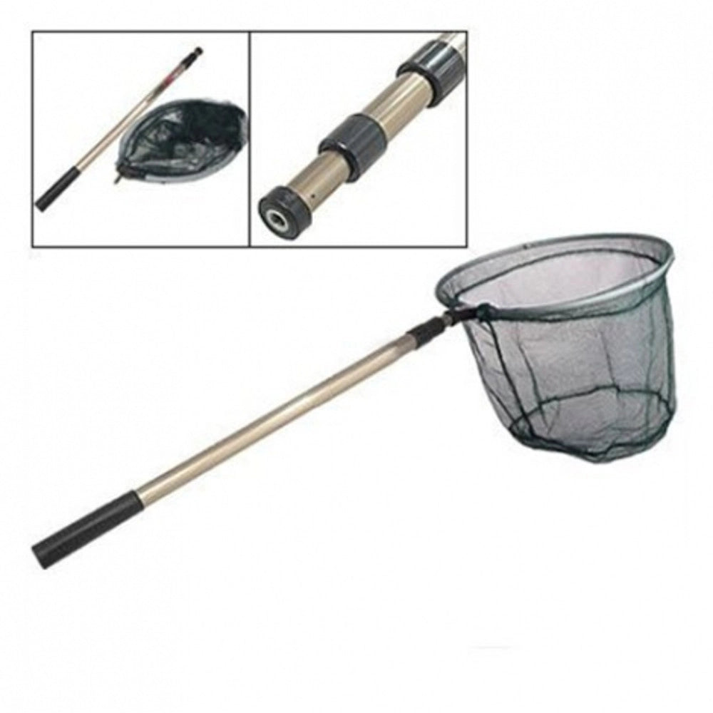 Trade Shop - Rete Pesca Pieghevole Con Manico Telescopico In Allumino Estensibile Guardino -