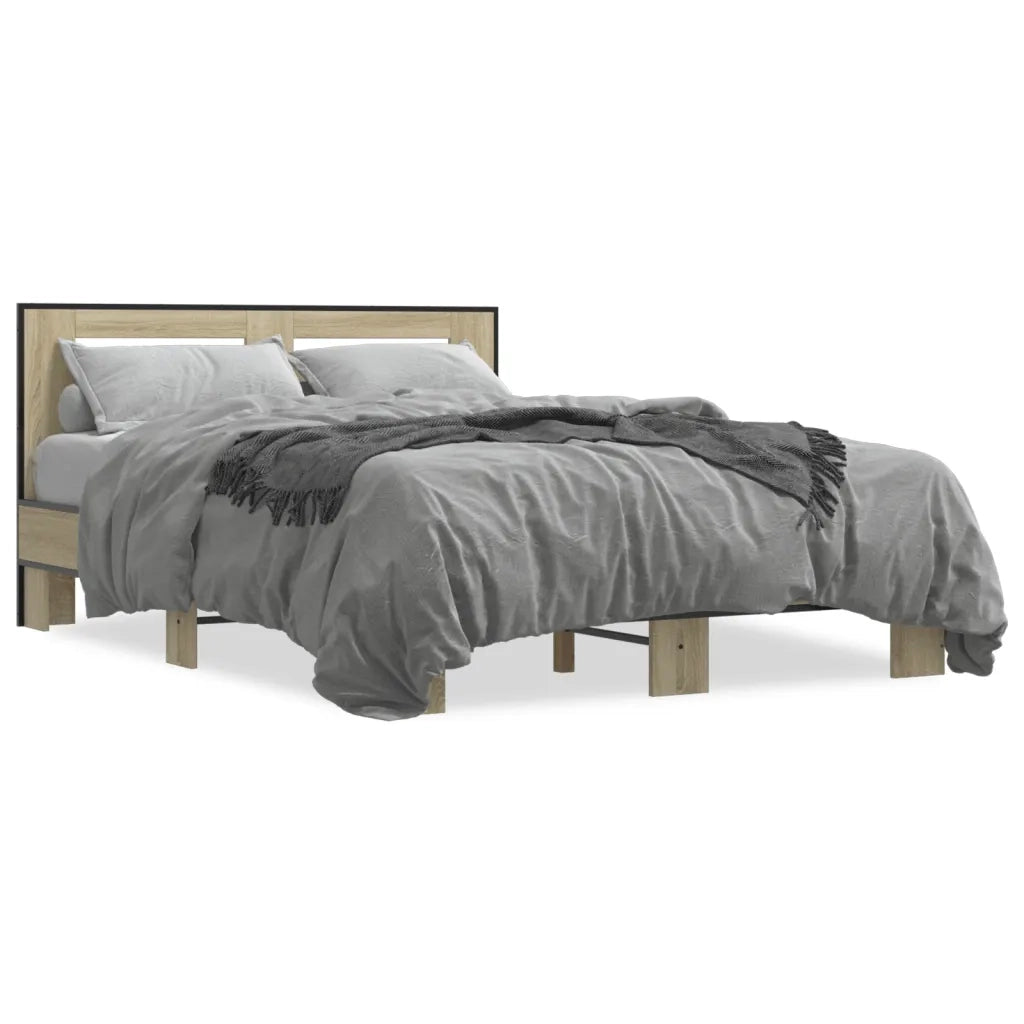 Giroletto-Struttura Letto Rovere Sonoma 120x200 cm in Legno Multistrato Metallo 909768