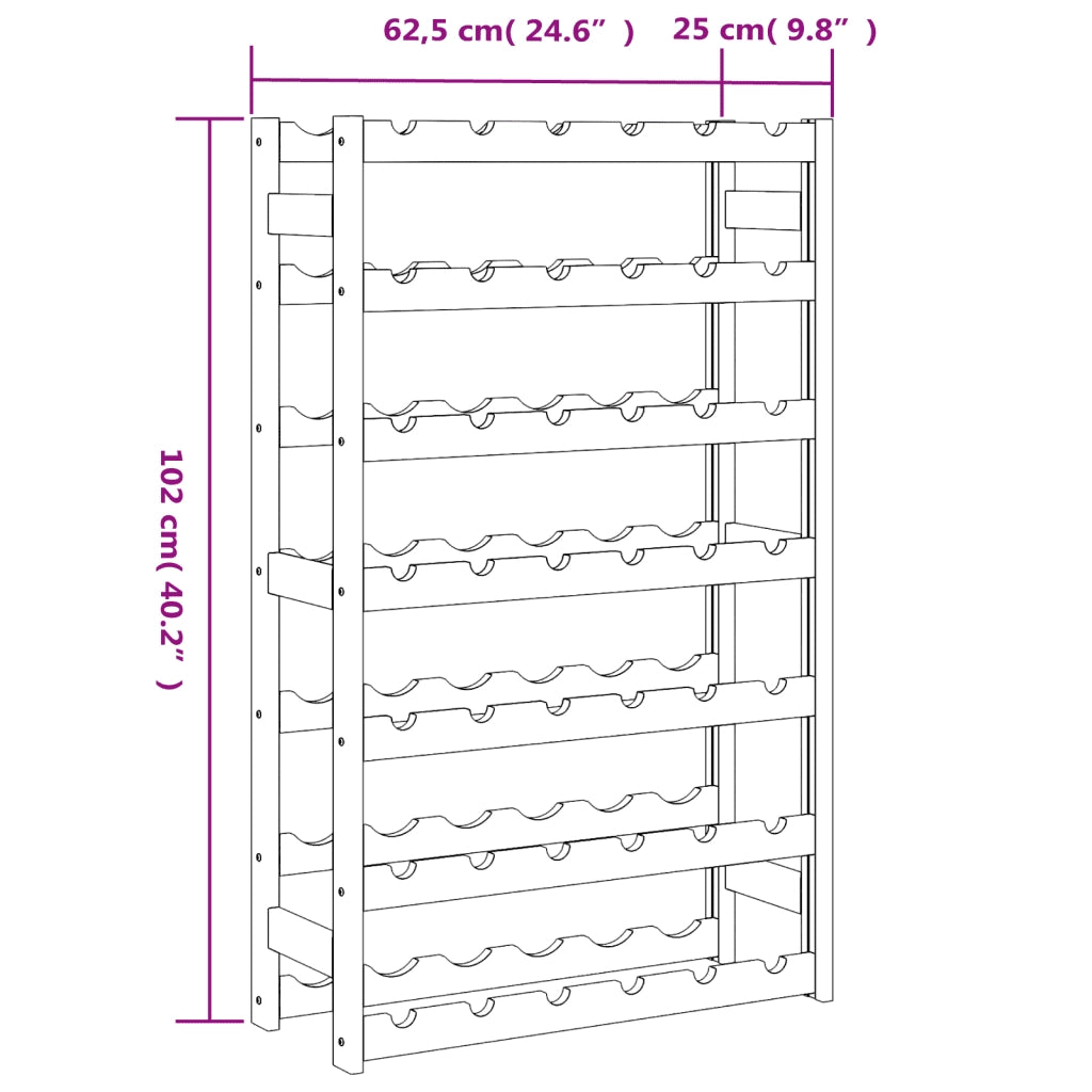 Portabottiglie per 42 Bottiglie Nero Legno Massello di Pino 373403