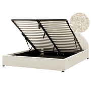 Letto contenitore Bianco Sporco Boucle Poliestere Tessuto UE Doppio Dimensioni 160 x 200 cm Design moderno minimalista