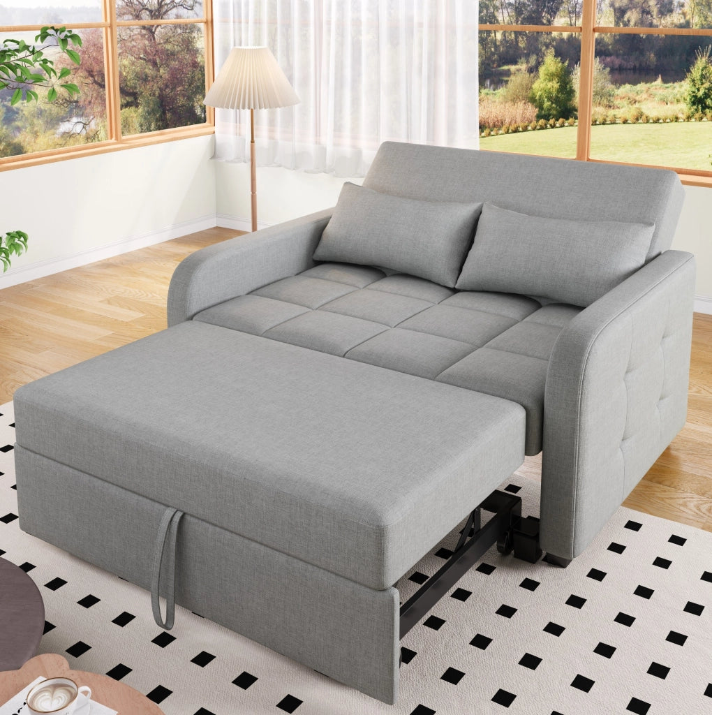 Divano letto 127x75x94 cm con schienale regolabile; in schiuma; grigio antico