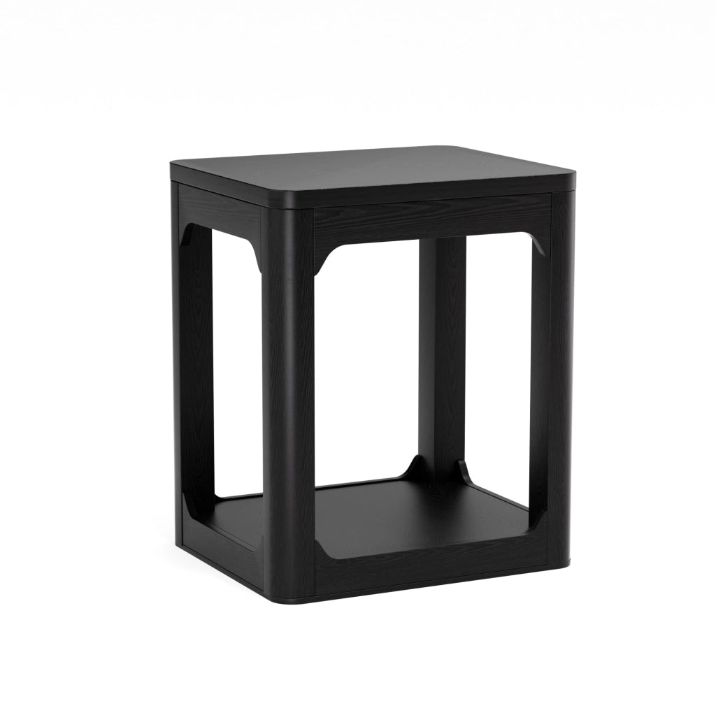Set 2 tavolini laterali a 2 ripiani in MDF nero HAVRYA