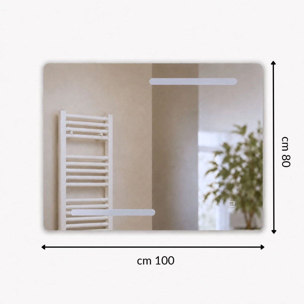 Specchio rettangolare led con interruttore touch elegante e funzionale *** misure 100x80 cm, tonalità dimmerabile 27...