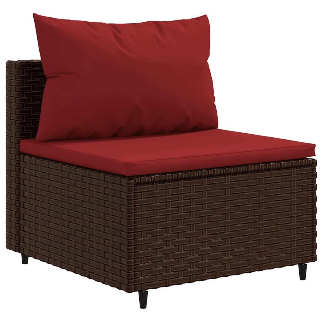 Set Mobili da Giardino 6pz con Cuscini in Polyrattan Marrone