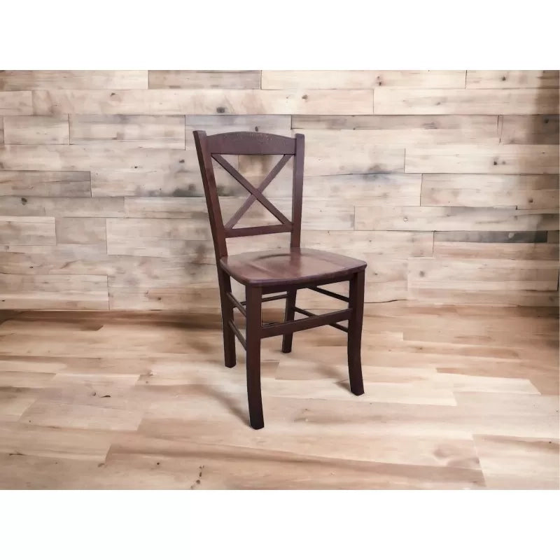 Set 2 sedie croce legno tinta noce seduta legno (760) - Mobili 2G