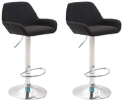 Set 2 Sgabelli Braga in tessuto nero,cromo