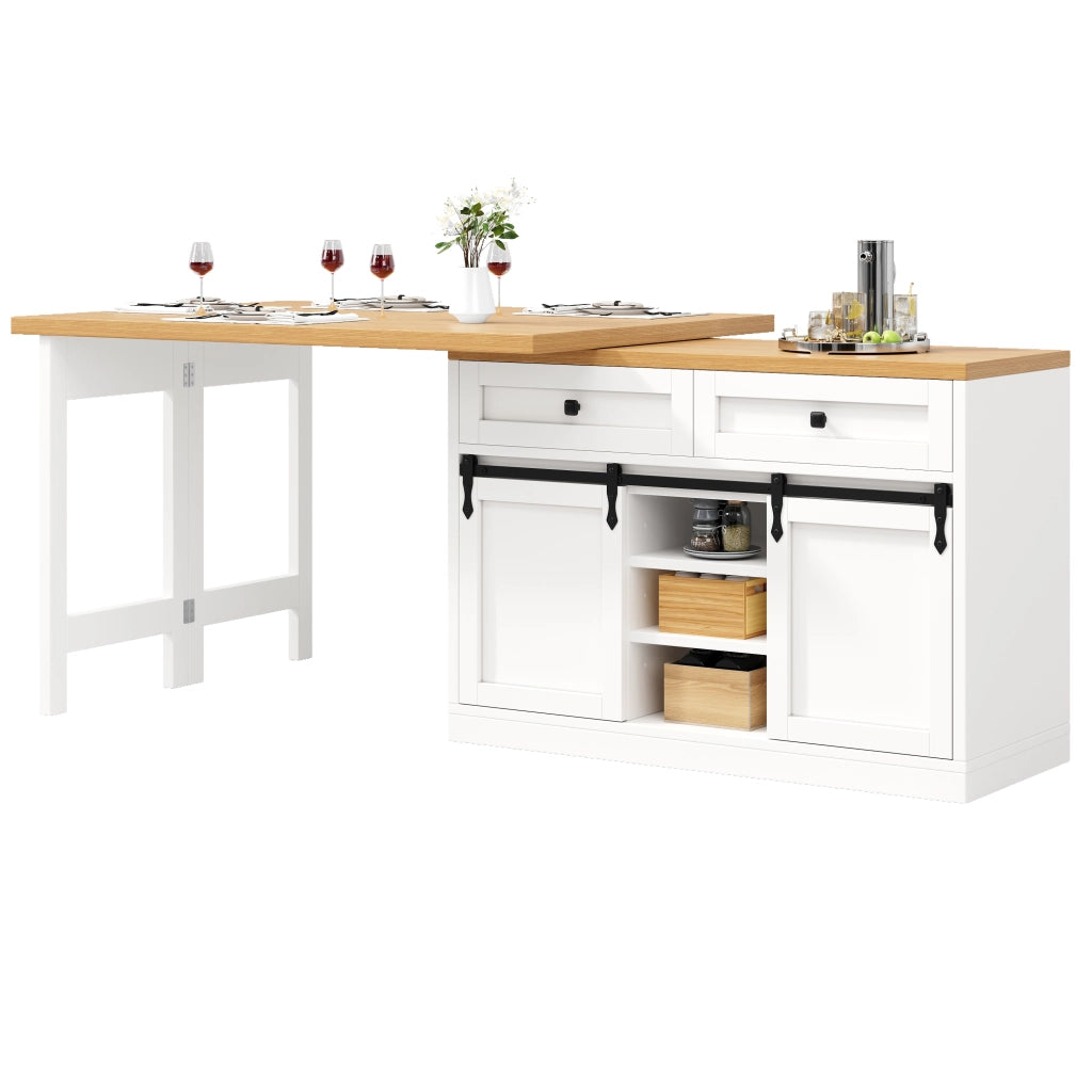 Desserte da cucina con porte scorrevoli; 2 cassetti e ripiani regolabili; per cucina e sala da pranzo; bianco; 120 × 40 × 72 cm