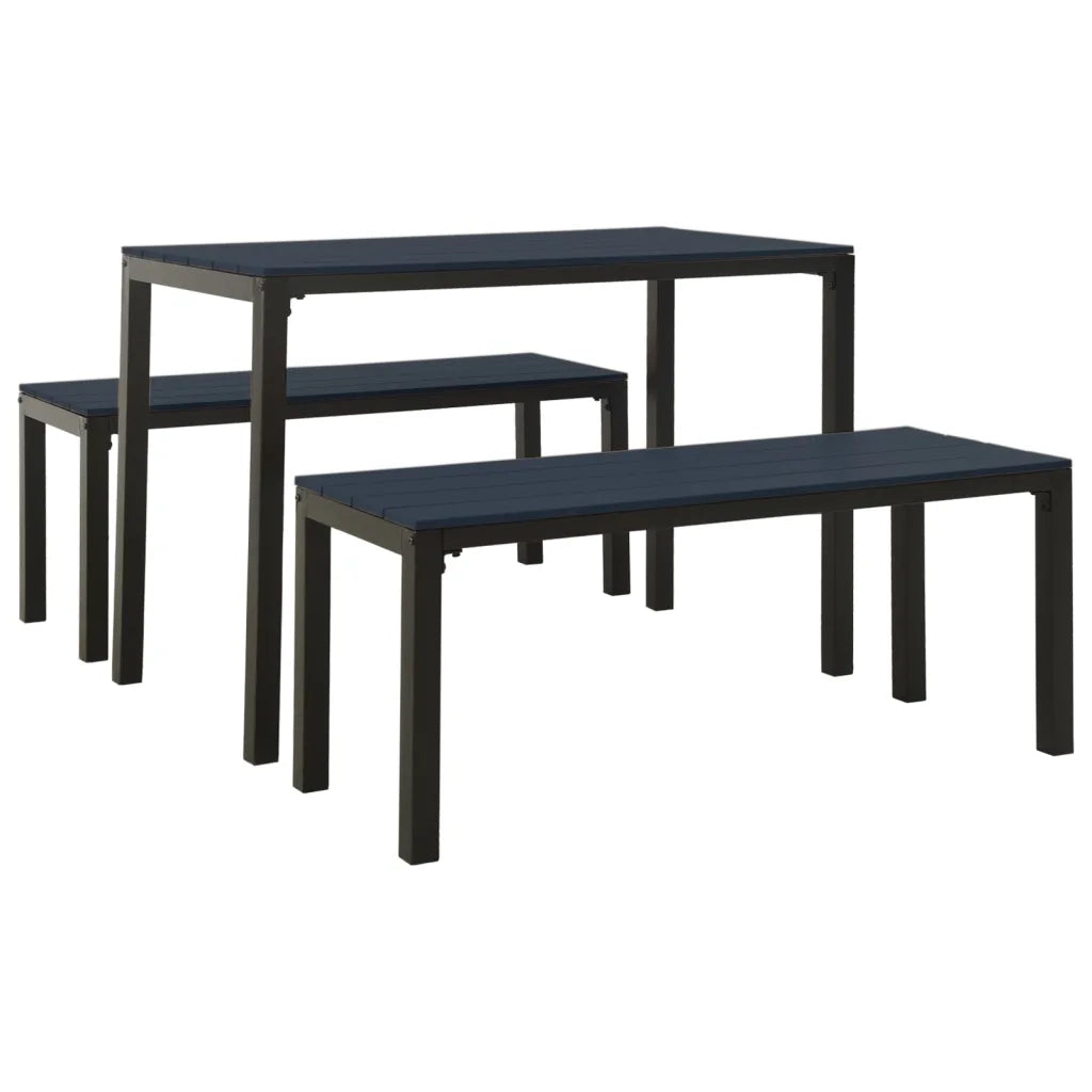 Set da Pranzo da Giardino 3 pz in Acciaio e WPC Nero cod mxl 36606