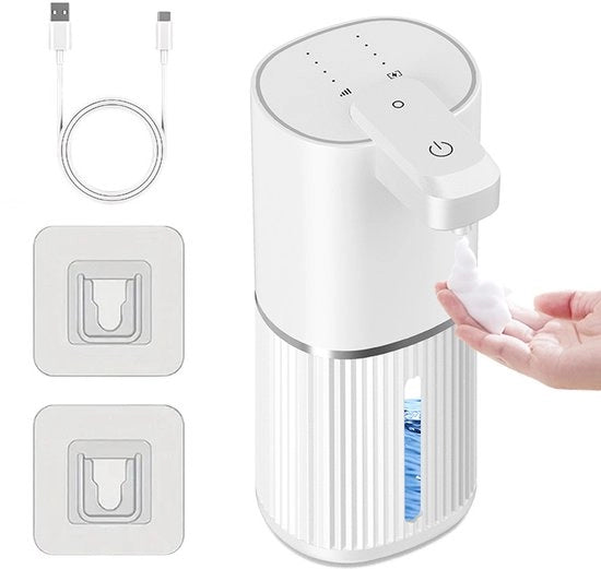 Dispensatore di sapone automatico - Dispensatore di schiuma con sensore - Lavorazione igienica - 4 livelli di regolazione - Capacità 380 ML - Bianco