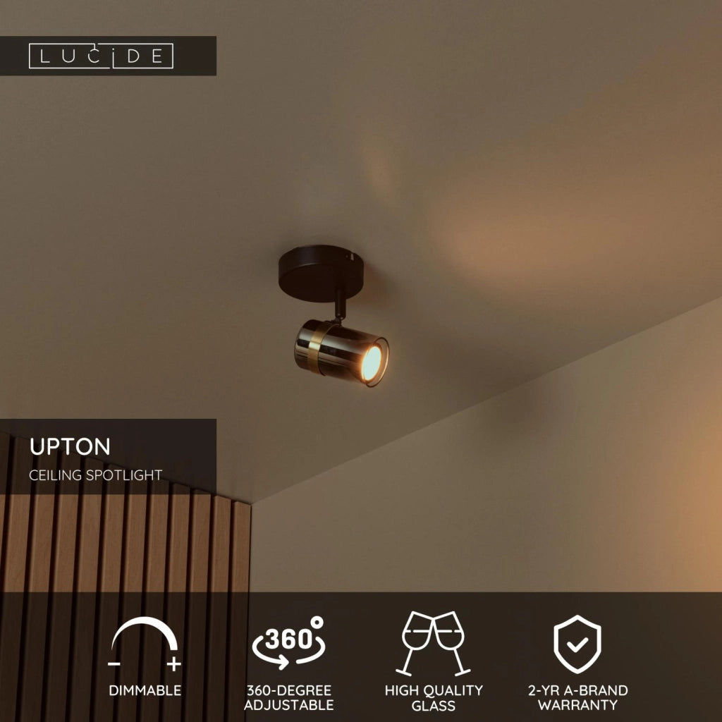 Faretto da soffitto UPTON nero/oro 1xGU10 Lucide