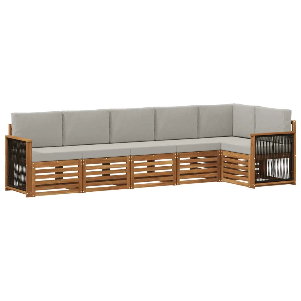 Set divano sezionale con cuscino 5 pcs Naturale e Grigio Chiaro
