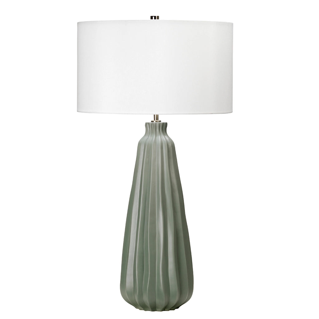 Lampada da tavolo ceramica verde salvia bianca 80cm E27 Elstead