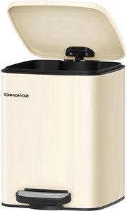 Pedaalemmer da bagno con coperchio 6 l per ambienti piccoli chiusura morbida in acciaio colore sabbia LTB590A02
