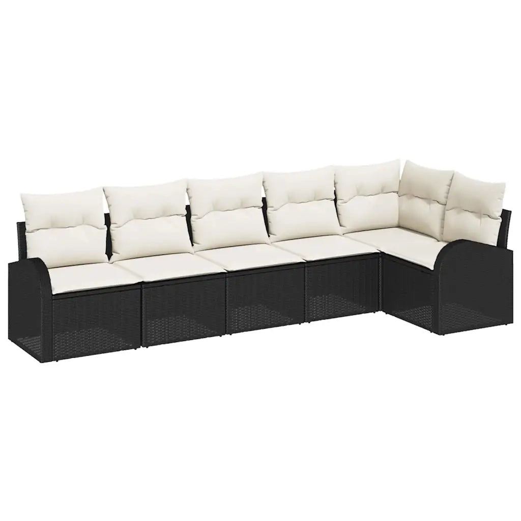 Set Divano da Giardino 6 pcs Nero e Bianco polyrattan 3354726