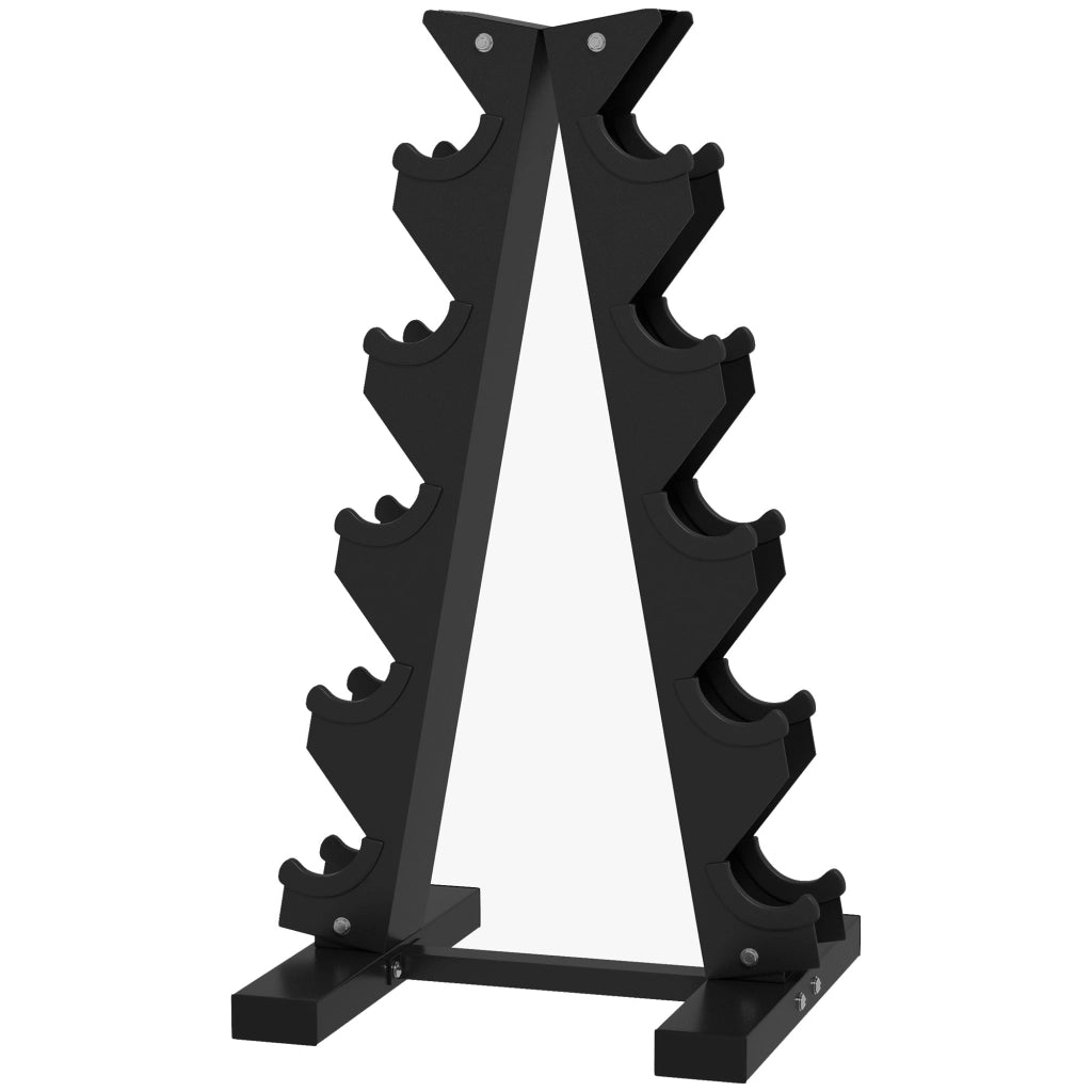 Rastrelliera per Manubri 5 Livelli 35x33x66 cm in Acciaio e Plastica Nero