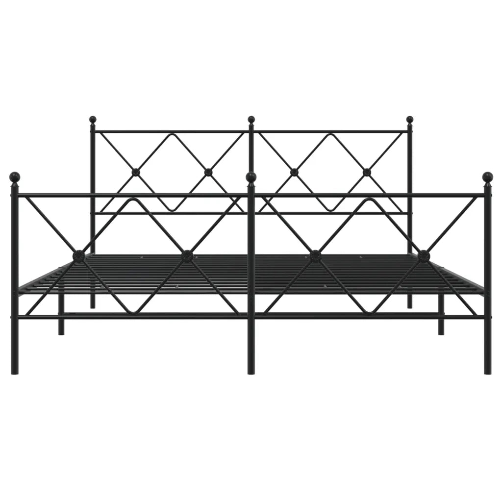 Giroletto con Testiera e Pediera Metallo Nero 150x200 cm