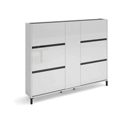 Mobile Portascarpe Axelino, Scarpiera 15 Paia Made in Italy, 169x25x136h cm Bianco Lucido