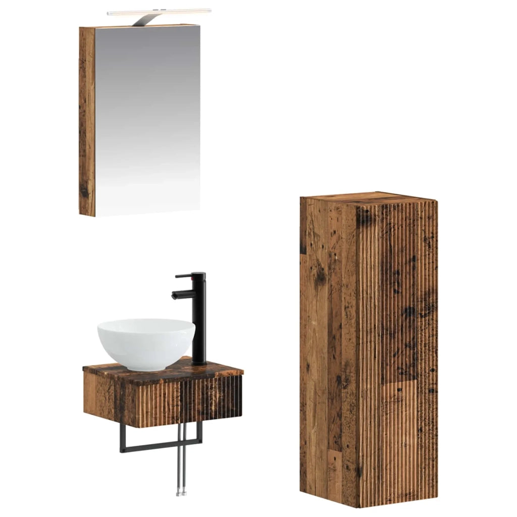 Set di Armadi da Bagno 4 pcs Legno antico 40 x 10,5 x 60,5 cm 3407365