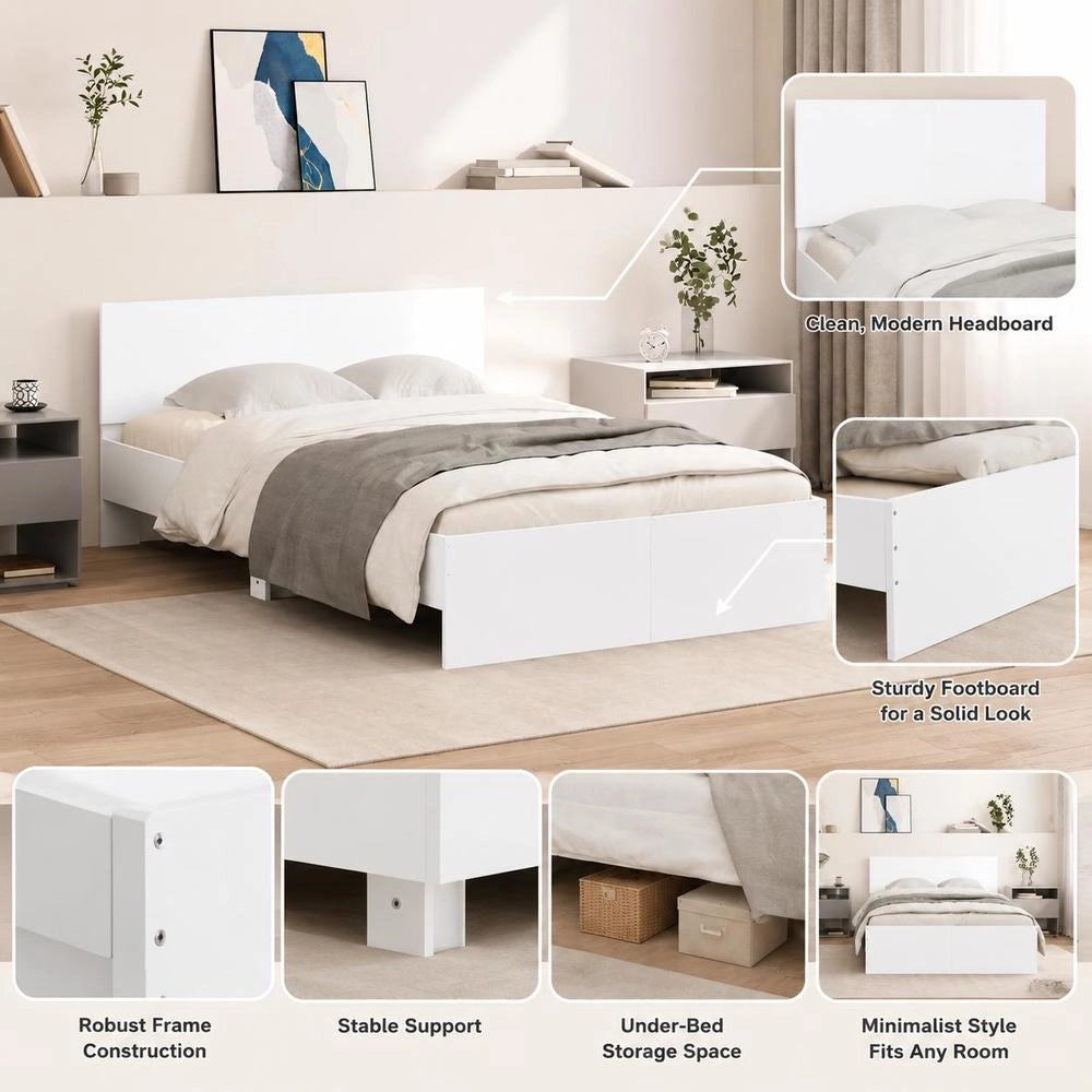 Bed Frame With Headboard, White, 120x190 Cm