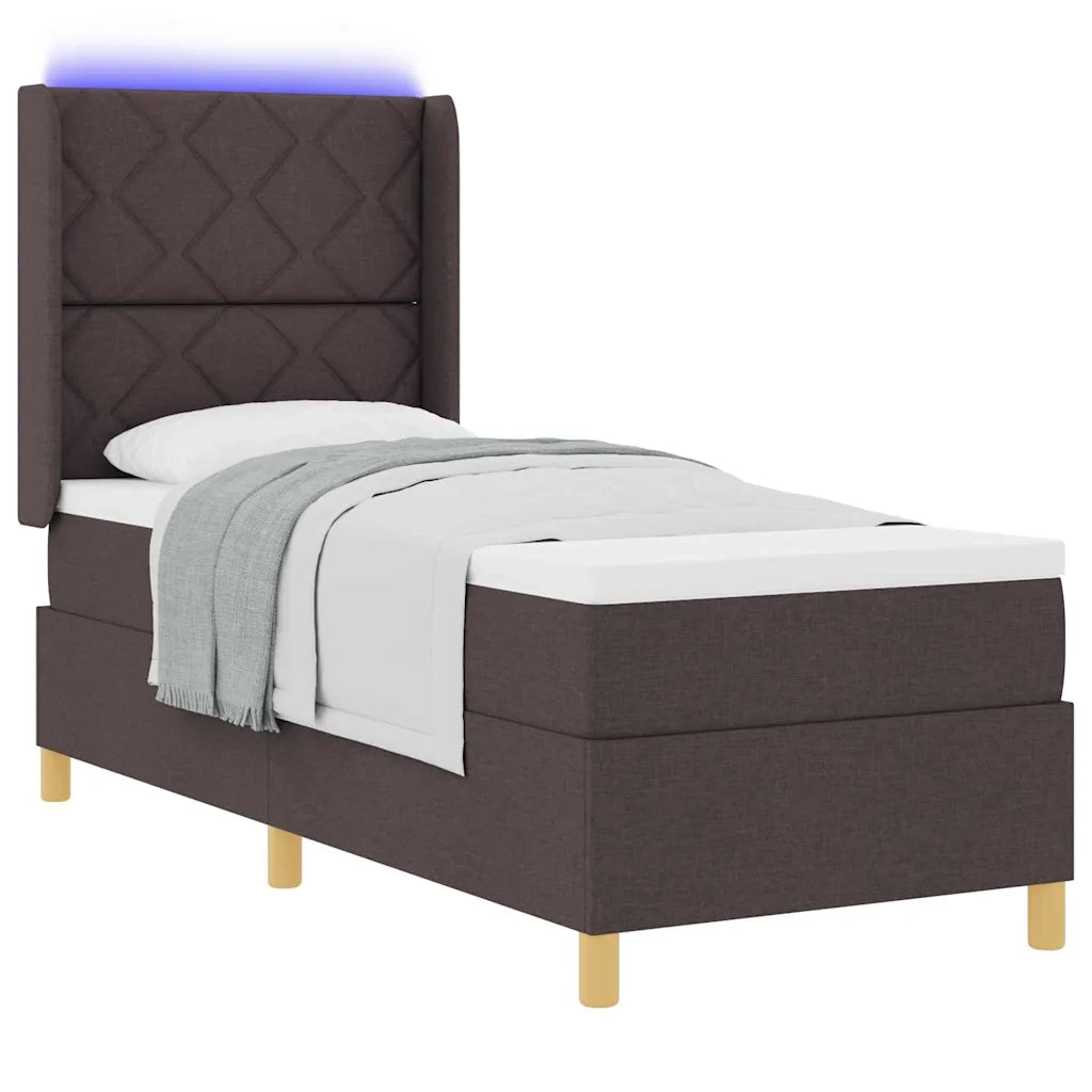 Letto a molle con strisce LED Marrone 80 x 200 cm Tessuto 3343724