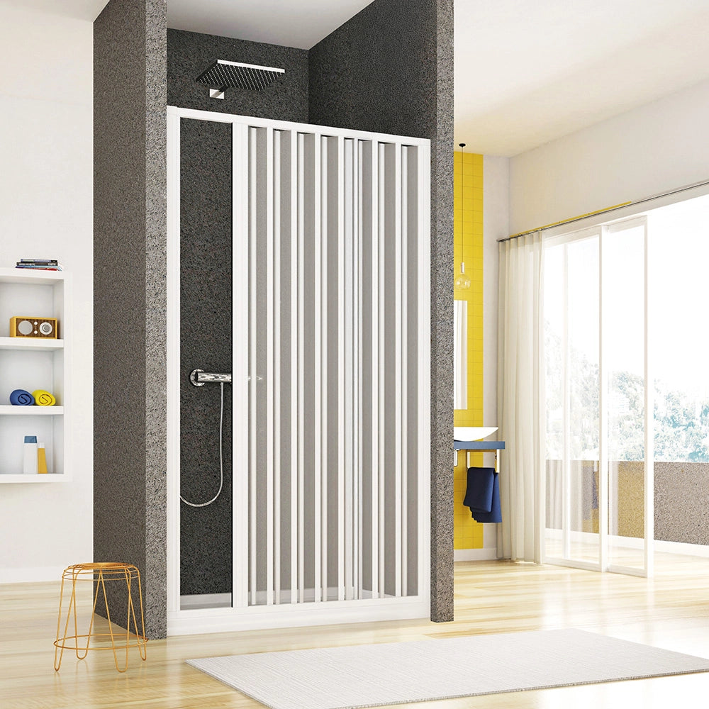 Box doccia nicchia 120cm con anta ad apertura laterale a soffietto in PVC Teti