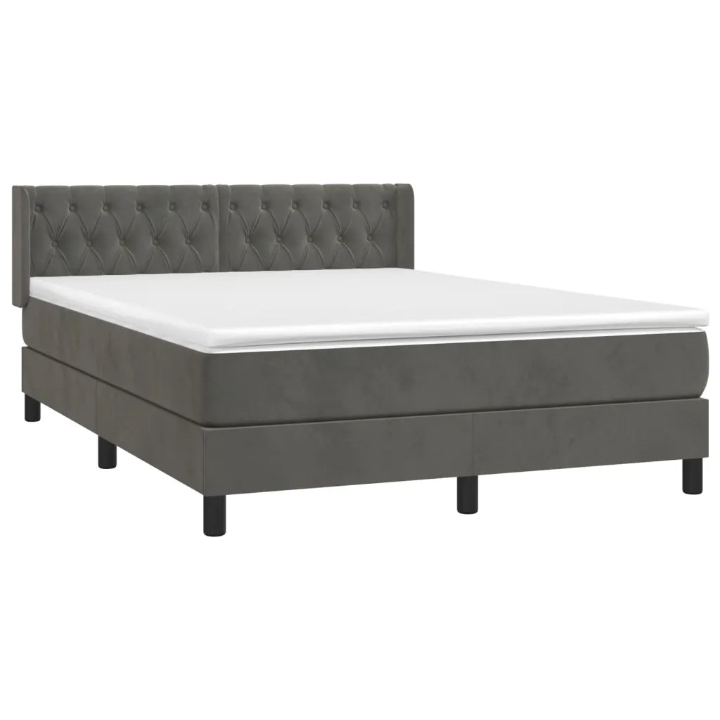 Giroletto a Molle con Materasso Grigio Scuro 140x190 cm Velluto 3131136