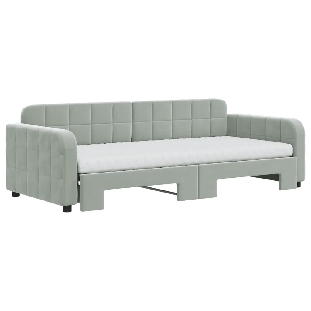 vidaXL Divano Letto Estraibile Materassi Grigio Chiaro 90x200 Velluto