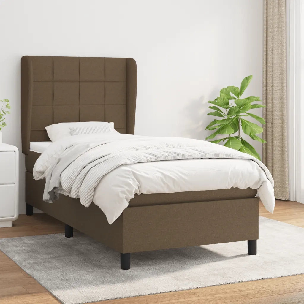 Giroletto a Molle con Materasso Marrone Scuro 90x200 cm Tessuto cod mxl 34454