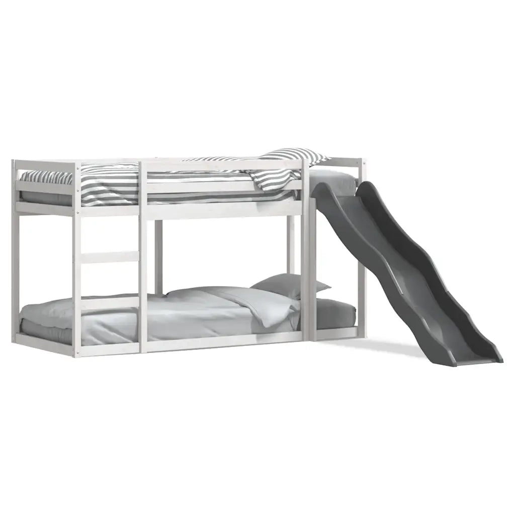 Letto a Castello Scivolo e Scala Bianco 90x190 cm Legno di Pino 3284246