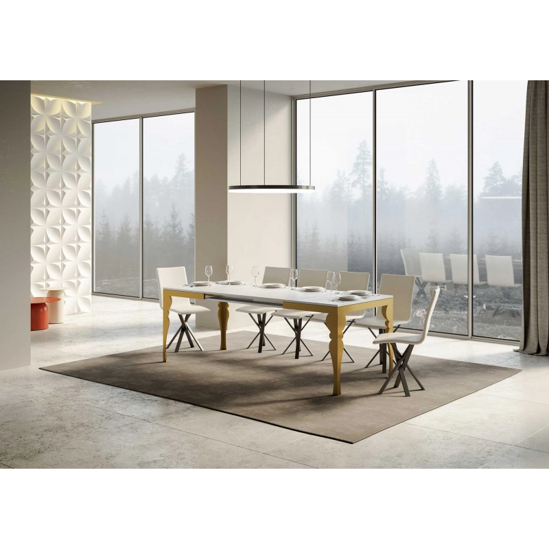 Tavolo allungabile 90x120/224 cm Paxon Evolution telaio Oro - Bianco Frassino