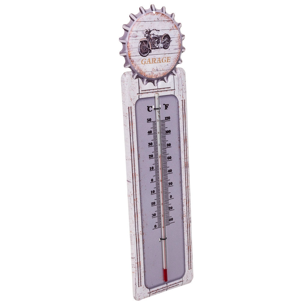Termometro da parete in metallo bianco 47,5x15x1h