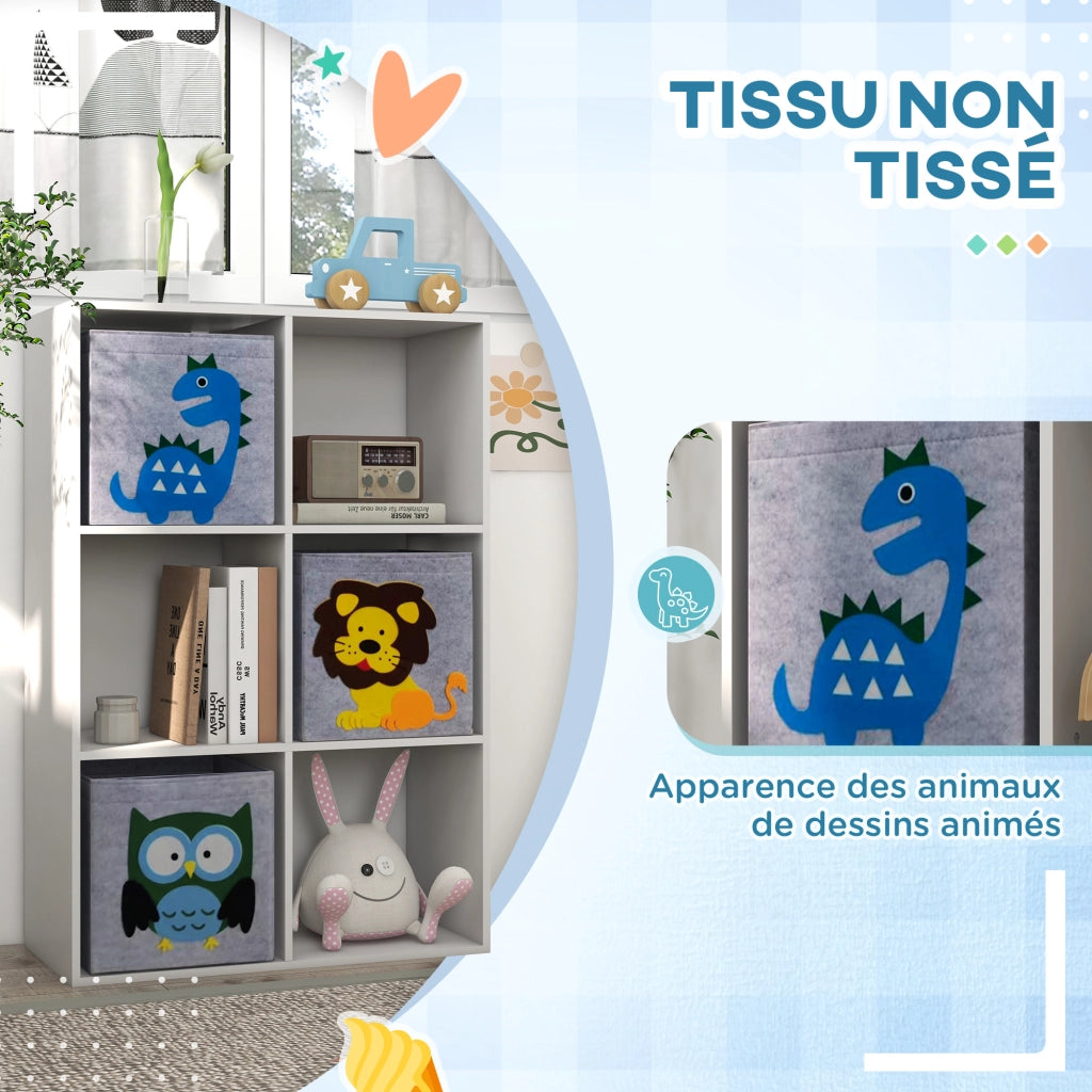 Libreria per bambini con cubi e cestini ¨C ZephMum ¨C 62x30x91,5 cm bianco