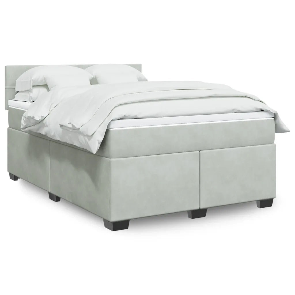 Giroletto a Molle con Materasso Grigio Chiaro 140x200cm Velluto 3288630