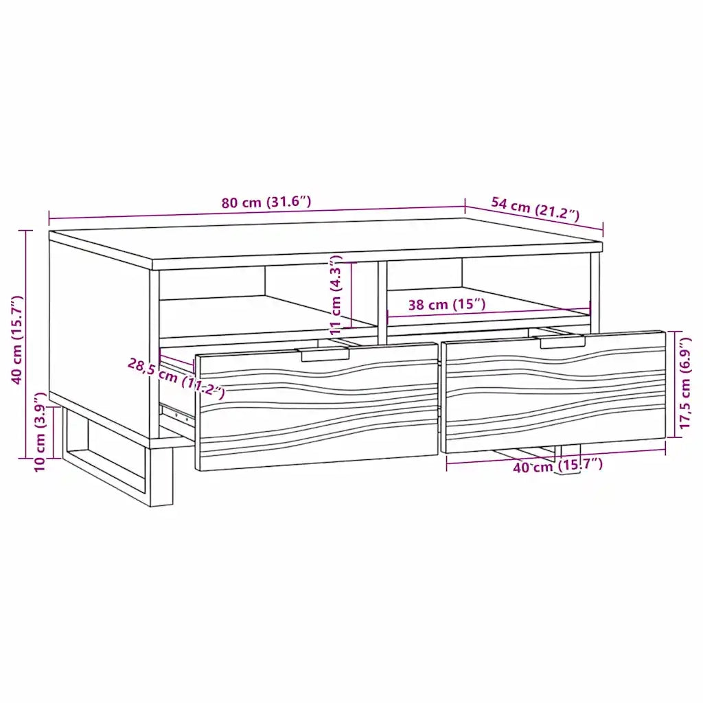 vidaXL Tavolino da salotto with Drawer Bianco, Nero 80 x 54 x 40 cm