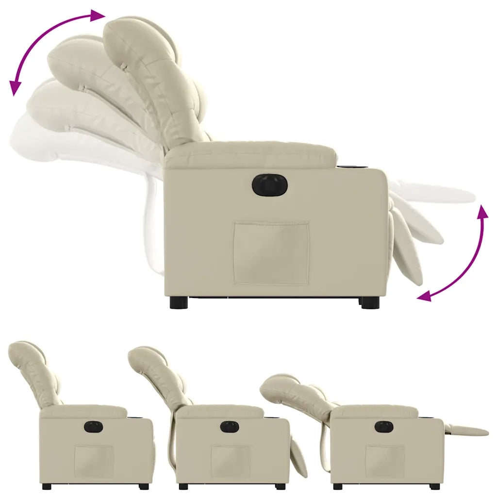 Poltrona Alzapersona Reclinabile Crema in Similpelle 3206614
