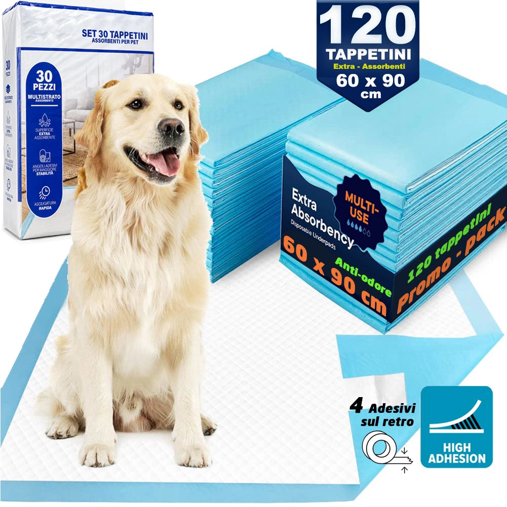 120 x Traversine per Cani tappetini igienici con adesivi Super assorbenti 60x90 cm