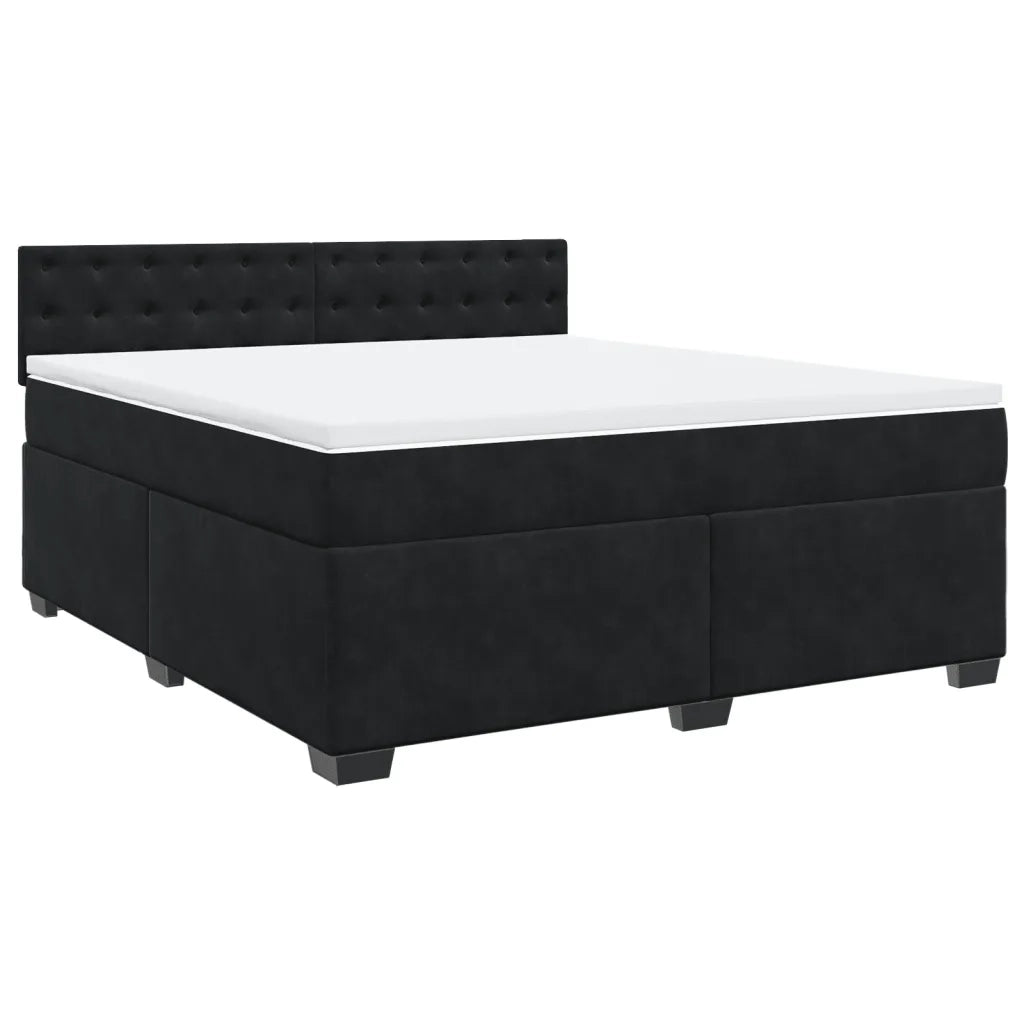 Giroletto a Molle con Materasso Nero 180x200 cm in Velluto