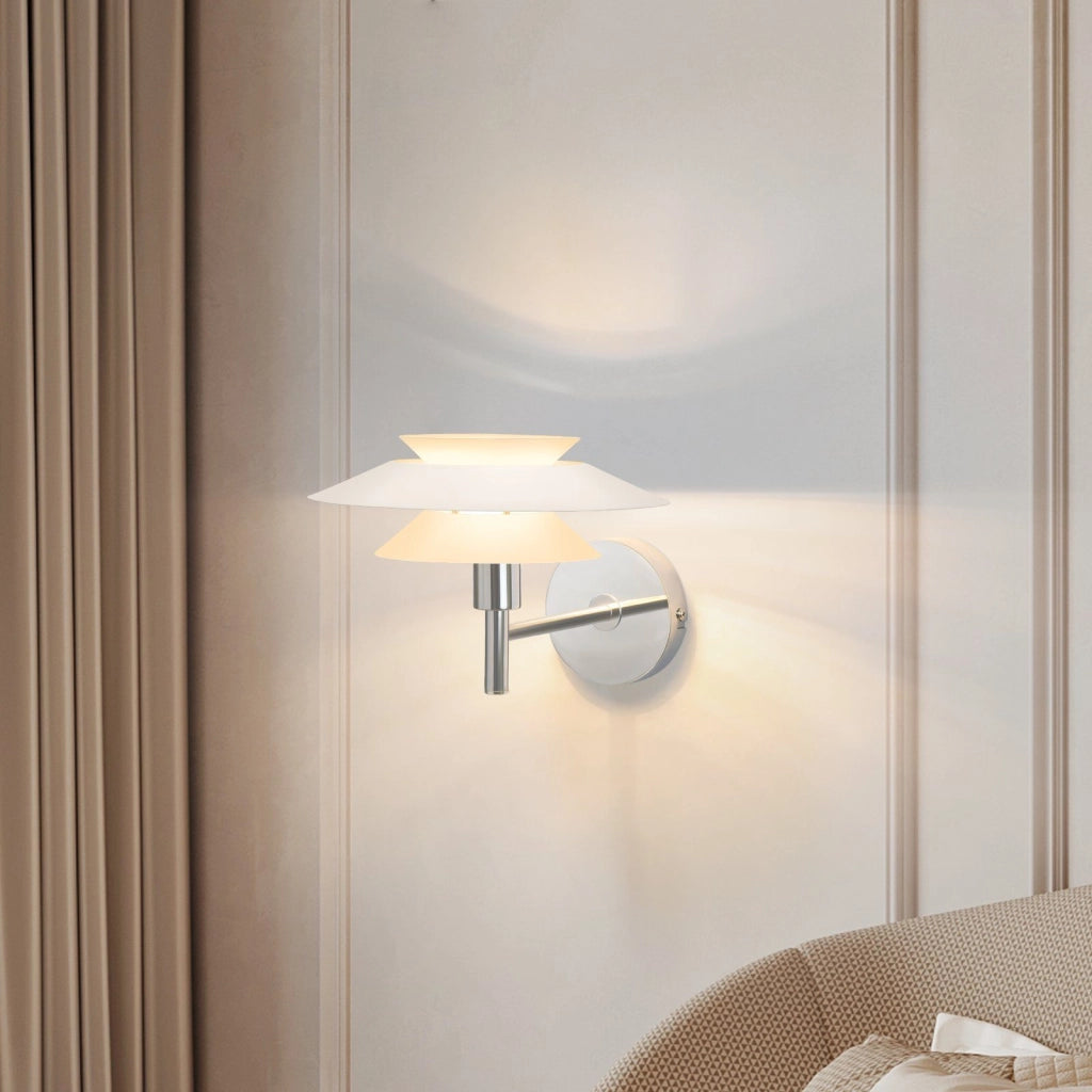ZMH Applique da parete per camera da letto in metallo bianco Design moderno per corridoio 25W senza lampadina