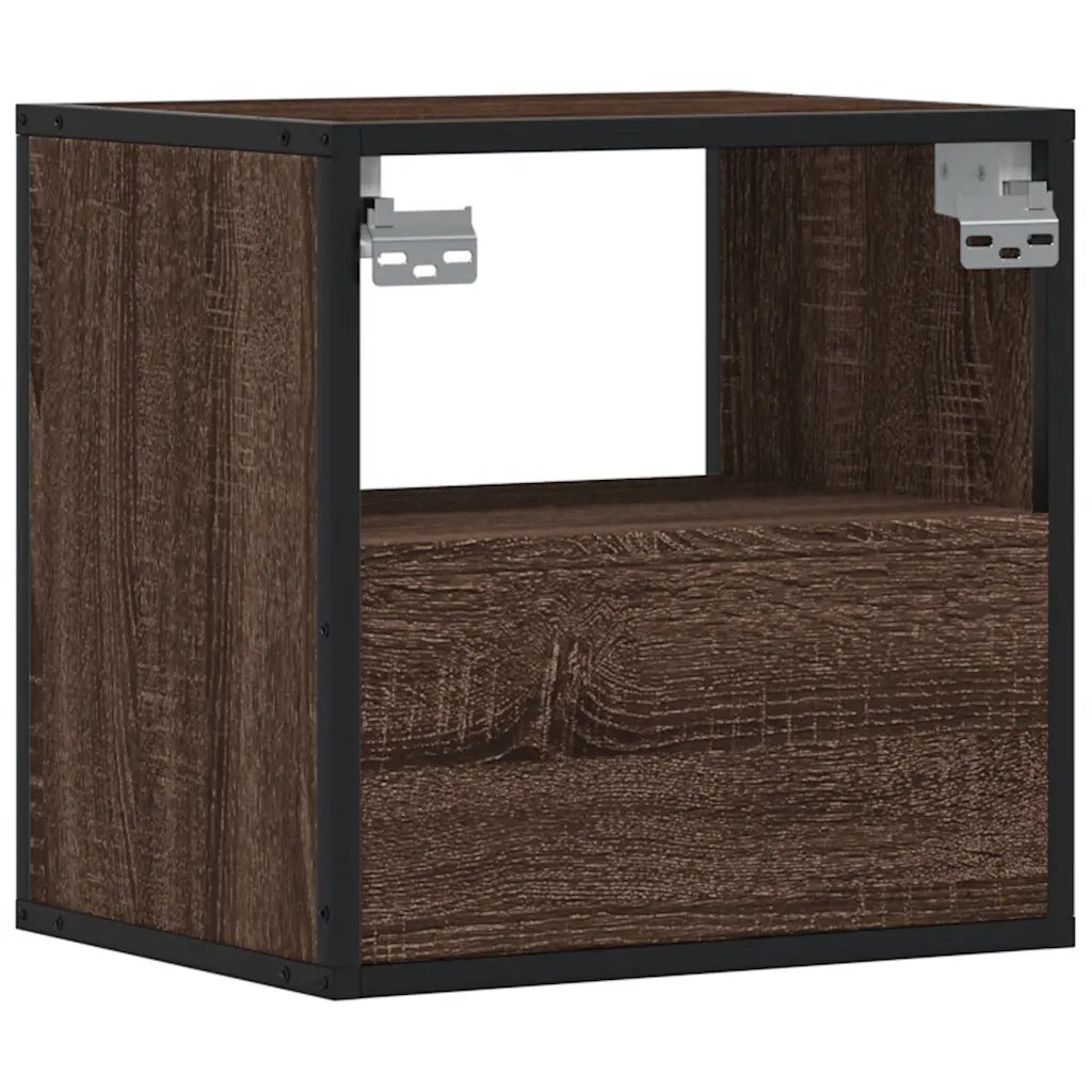 Comodino a Muro-Tavolino da notte sospeso Rovere Marrone 40x31x39,5 cm 649348