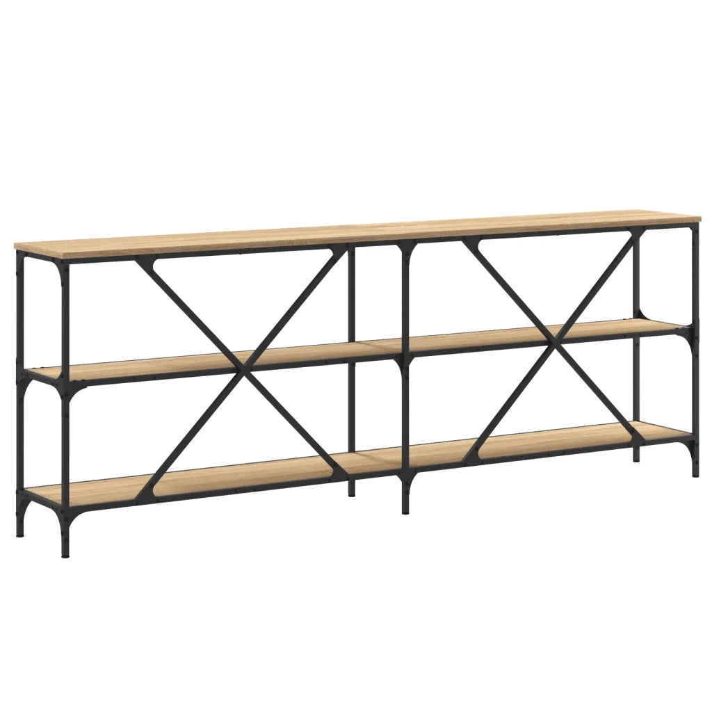 Tavolo Consolle Rovere Sonoma 200x30x75 cm Multistrato e Ferro 832859