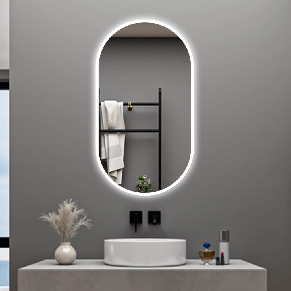 AICA Specchio da bagno 80 x 60 cm, dimmerabile，interruttore touch， Funzione Memoria, antiappannamento