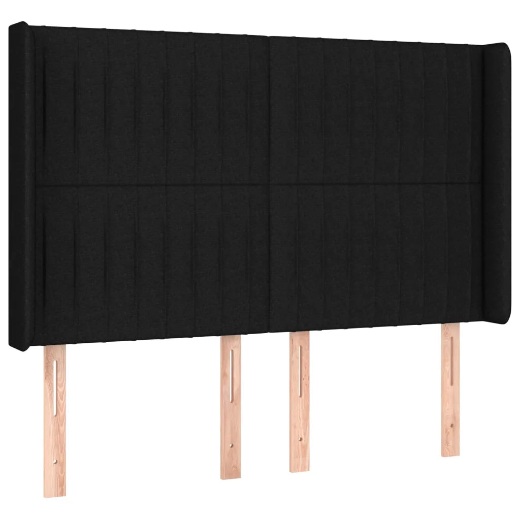 Testiera | Testata ad Orecchio Nera 147x16x118/128 cm in Tessuto