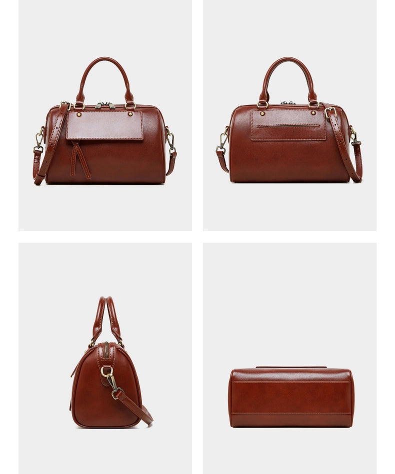 Borsa a tracolla da donna in vera pelle marrone